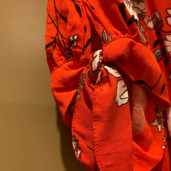 Orange Floral Viscose Maternity Dress - Picture 3 of 8